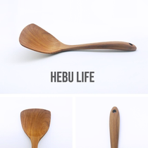 (Short crank spatula) Thai teak non-stick pan shovel wooden kitchenware Japanese household spoon short handle wooden shovel stir