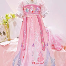 2021 new Hanfu childrens super fairy ancient style student princess dress 10-year-old 12-year-old summer dress(June 1