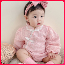 Korean Baby Qipao Hanfu Bag Farting Summer Ultra Cute Ocean Khaclothes Spring Autumn Clothing 100-Day Full Moon Gown Cute