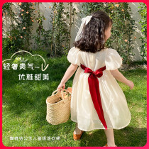 Korean girls princess dress summer pearlescent twilight dress little girl childrens baby birthday dress foreign style