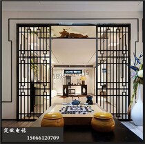 Nordic stainless steel screen Rose gold partition Home new Chinese style light luxury entrance Living room office metal lattice