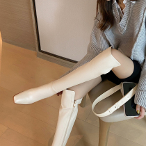Spring and Autumn Elasticity does not fall off the tube high boots show thin net red white thick heel boots women over the knee pointed high heel boots