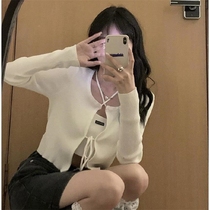 Summer pure wind sunscreen cardigan female Korean slim short strap long sleeve inner strap jacket female two-piece set