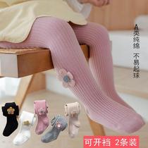 Open crotch childrens pantyhose spring and autumn girls leggings cotton baby conjoined socks thick baby pantyhose