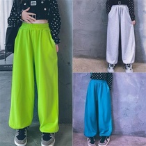 Cold aunt customized men and women children cotton sports pants street dance table performance clothing practice elastic waist trousers parent-child style