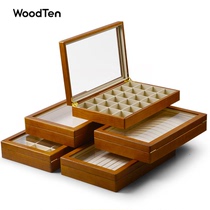 Mu Shi light luxury solid wood jewelry storage box Transparent acrylic cover Necklace box Ring bracelet large capacity jewelry box