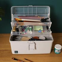 Art storage box multi-function three-layer painting box portable marker stationery brush art student storage box