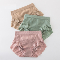 4-piece Japanese counter original single cotton modal fabric belly bag hip lace mid-high waist womens underwear