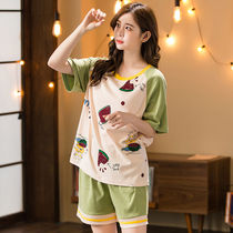 Pajamas womens summer short-sleeved shorts cotton two-piece student Korean cute casual princess style home suit