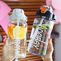 Large water cup Large capacity high temperature resistant female water bottle Straw Sports kettle Fitness 1500 drinking water cup 2000ml