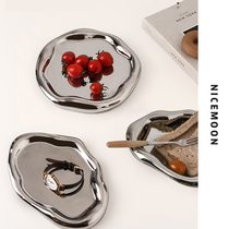 NICEMOON electroplated silver ceramic tray personalized fashion breakfast plate casual fruit dessert porch storage plate