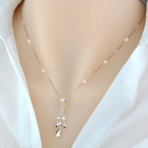 Lao Fengxiang silver 2021 New sterling silver gold drop necklace women simple silver jewelry choker birthday gift