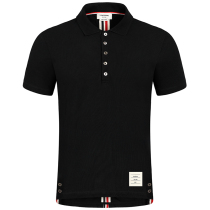 Thom Browne summer short-sleeved business POLO shirt color strip mens slim TB classic casual T-shirt mens