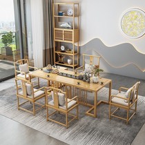 New Chinese solid wood tea table and chairs Gongfu tea table tea table tea table tea table big plate table desk boss will guest desk