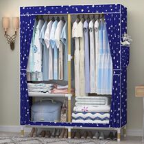 Simple wardrobe solid wood wardrobe single wooden cloth wardrobe Oxford fabric wardrobe assembly adult storage cabinet