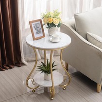 Nordic light luxury marble coffee table simple living room sofa side corner single double layer small round table creative bedside table