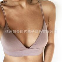 European and American simple and comfortable seamless large elastic triangle cup thin belt underwear thin no steel ring bra sleep customization