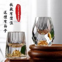Japanese high-grade white wine glass Crystal glass gold foil small one-bite cup Spirits cup Household Jinshan bullet cup wine set