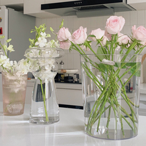 Wake flower bucket transparent large French household deep water cylinder high acrylic vase plastic flower shop