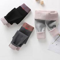 Girls leggings plus velvet thickened spring and autumn foreign-wearing female baby winter warm childrens one-piece Baby pants
