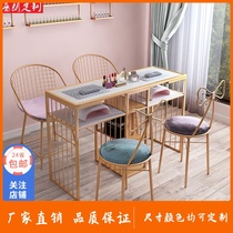  New paint nail table and chair set special price economical single and double nail shop net red marble nail table