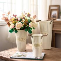 Wake Flowers Barrel Home Han Style Rice White Hemp Rope Tin Flower Barrel Flower Shop Decorated With Flowers Barrel Home Dry Flower Flower Arrangement Bottle Guest