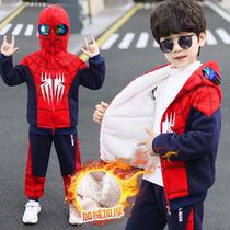 Christmas clothing Spider-Man clothes childrens suit plus velvet winter boy thickened autumn and winter Altman coat