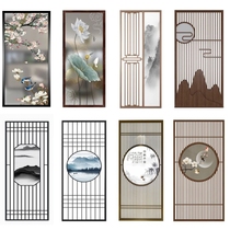 New Chinese Wrought iron screen Living room decoration partition Simple entrance Stainless steel glass baffle hollow grid