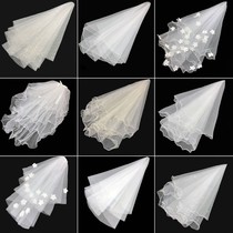  Bridal veil Wedding tiara crown white yarn makeup Travel gauze towel dress Wedding photo studio European and American fairies