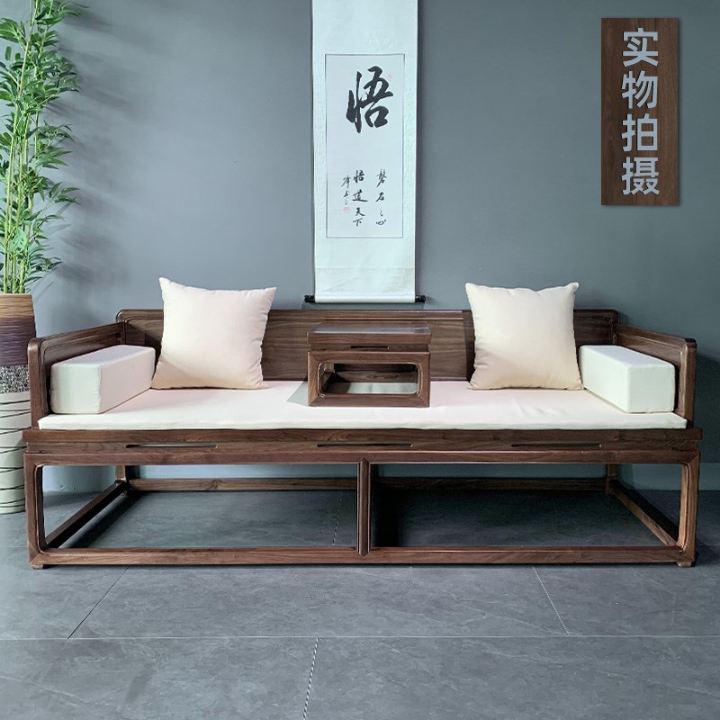 New Chinese Arhat bed Solid wood Chinese style simple telescopic sofa bed Modern Chaise lounge push-pull bed can be elm