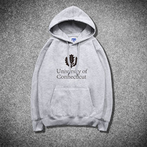 UCONN University of Connecticut pullover casual top souvenir hoodie stay in the US student autumn and winter plus Velvet