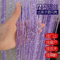 Silver wire curtain Partition curtain Door curtain Hanging curtain Curtain window screen Wedding bedroom decoration girl heart store background hotel