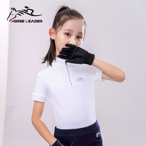 Summer ultra-thin childrens quick-drying tops equestrian equipment imported horse riding T-shirt stand-up collar short-sleeved mens and womens equestrian clothing