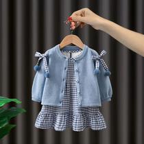 Girls suit 2021 new children's foreign style net red two-piece children's clothing spring and autumn fashionable baby girl autumn clothing
