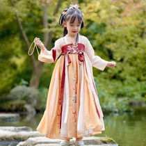 Wu buckle more than three girls Han clothing spring and autumn children Chinese style long sleeve ancient clothing super fairy skirt baby dress autumn