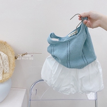 Girls summer beauty ins cotton yarn cool camisole vest baby baby mesh solid color knitted top tide