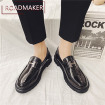 Rod Mico leather mens shoes Bean shoes Korean version of the British casual high round head lazy shoes a pedal