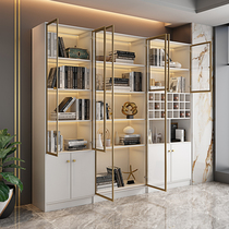Light luxury Nordic glass bookshelf simple modern storage cabinet wine cabinet bookcase combination office Wall study