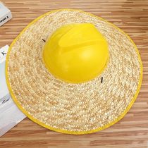 Safety helmet sunscreen hat-site sunscreen sunhat large hat along straw-knitted hat along sunscreen and breathable big hat without top