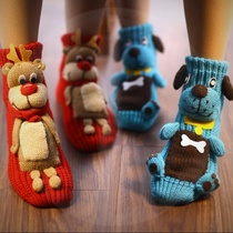 Cartoon wool floor socks non-slip winter warm female home cute thick tube thick line adult Christmas socks