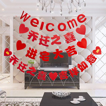 Housewarming dress-up supplies Enter the house Big Gira flag non-woven fabric hanging decoration Move to a new home living room TV background wall