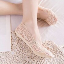 Silk stocking ladies spring fall short ultrathin anti-hook silk anti-slip lace jacquard summer fishing nets socks boat socks not falling heel