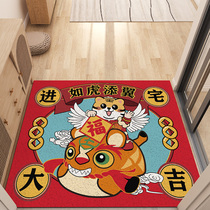 Tiger New Year entrance door mat home gate entrance mat porch non-slip mat red wire ring carpet