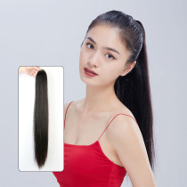 TOOCCI female group wind straight ponytail wig female expert winding real hair pear flower roll can be tied natural fluffy light