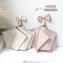 Korean drama The same paragraph Knocks the salt Knocks the sun umbrella sunscreen Anti-UV female folding ins Umbrella sunny and rainy