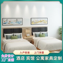 Hotel furniture connected to TV cabinet hanging board simple modern express hotel bed bed standard room Full Set