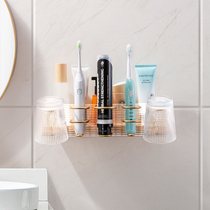 Toothbrush shelve free of punching wall-mounted mouthwash cup toothbrushing cup holder toothpaste electric toothbrush rack containing rack toilet