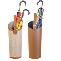 Leather umbrella barrel Oval umbrella Dry umbrella racket door storage bucket Hotel household umbrella frame European flower arrangement tube