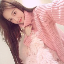 High collar bottom sweater skirt women inside autumn and winter pink loose outside wearing Net red sleeve head lazy wind long foreign atmosphere