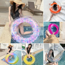  Outdoor swimming safety equipment swimming ring adult thickened swimming ring armpit ring men and women children net red full transparent feather